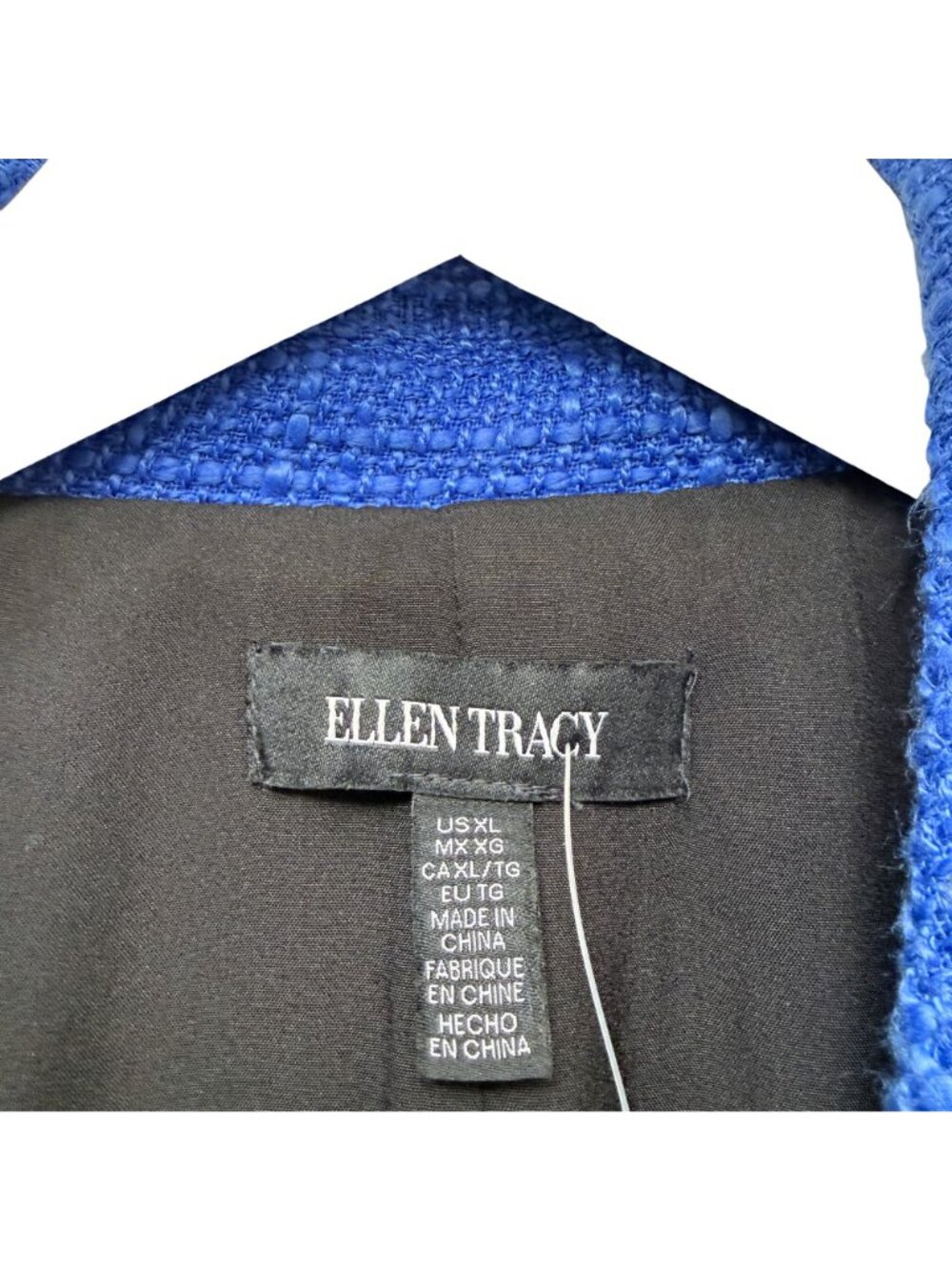 Ellen Tracy Boucle Blazer Size XL Cobalt Blue Double Breasted Womens Jacket NWT - Picture 7 of 14